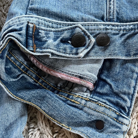 Abercrombie & Fitch Vintage Distressed Light Blue Short Denim Jacket Trucker Med - Picture 13 of 14